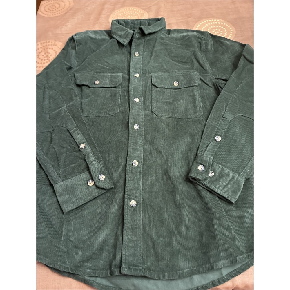 Line of Trade Shirt Men's Sz L Green Corduroy Outdoor Utility Double Elbow